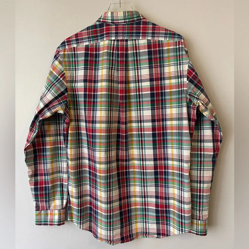 Ralph‎ Lauren Custom Fit Plaid Cotton Button Down Shirt Polo L